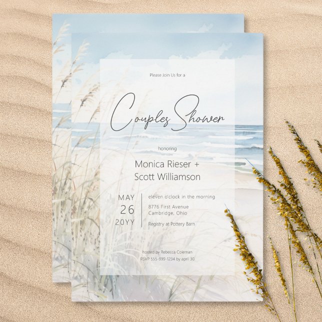 Modern Seaside Watercolor Beach Couples Shower Invitation (Modern Seaside Watercolor Beach Couples Shower Invitation)