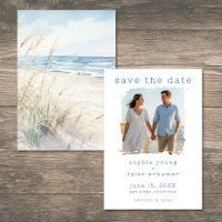 Modern Seaside Watercolor Beach Grasses Wedding