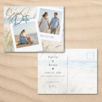 Modern Seaside Watercolor Beach Photo Wedding