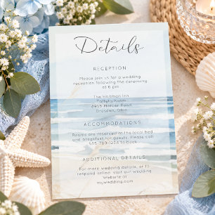 Modern Seaside Watercolor Beach Wedding Details Enclosure Card