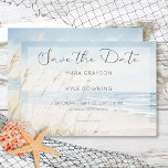 Modern Seaside Watercolor Beach Wedding Save The Date<br><div class="desc">Celebrate your special day with the simplicity and tranquillity of a watercolor beach scene. The soft blues of the peaceful sea and sky and the calming neutrals of the sand a sea grasses make this design perfect for your beachside or destination wedding. Created by Simply Farmhouse Press, it's part of...</div>