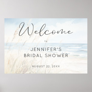 Modern Seaside Watercolor Wedding Welcome Poster