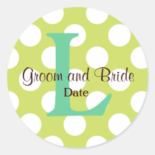 Modern Seaside Wedding Monogram Sticker
