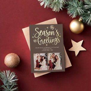 Modern Season Greetings Photo Foil Holiday Card