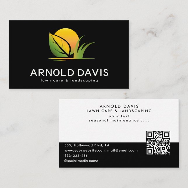  Modern seasonal lawn care and landscaping logo Business Card (Front/Back)