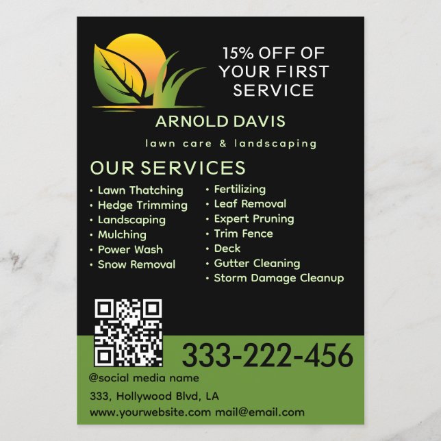  Modern seasonal lawn care and landscaping logo Flyer (Front)