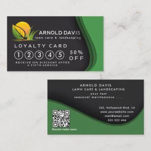 Modern seasonal lawn care and landscaping Loyalty Business Card