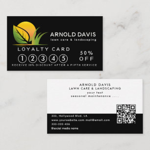 Modern seasonal lawn care and landscaping Loyalty  Business Card
