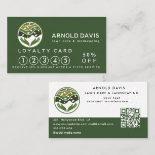 Modern seasonal lawn care and landscaping Loyalty Business Card