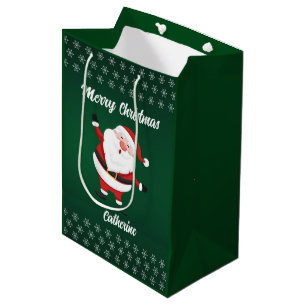 Modern Seasonal Santa Claus Merry Christmas  Medium Gift Bag
