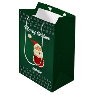 Modern Seasonal Santa Claus Merry Christmas   Medium Gift Bag