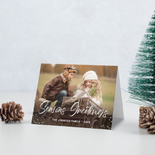 Modern Seasons Greetings 2 PHOTO Christmas Card