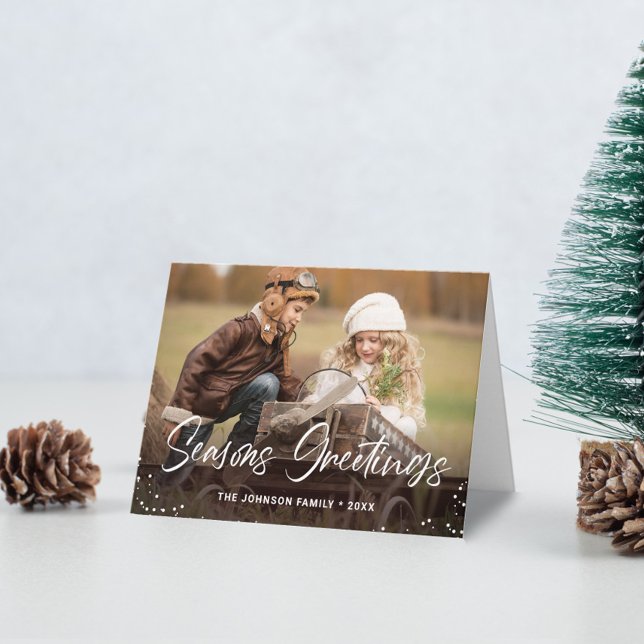 Modern Seasons Greetings 2 PHOTO Christmas Card (Creator Uploaded)