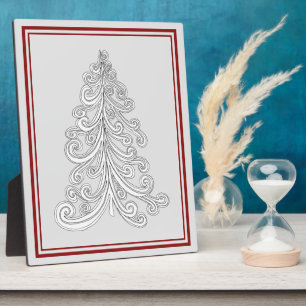 Modern Seasons Greetings Christmas Tree Plaque