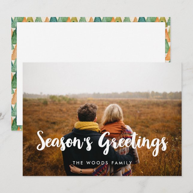 Modern Season's Greetings Family Photo Holiday Card (Front/Back)