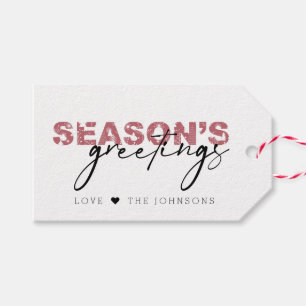 Modern Seasons Greetings Red Holiday Gift Tags