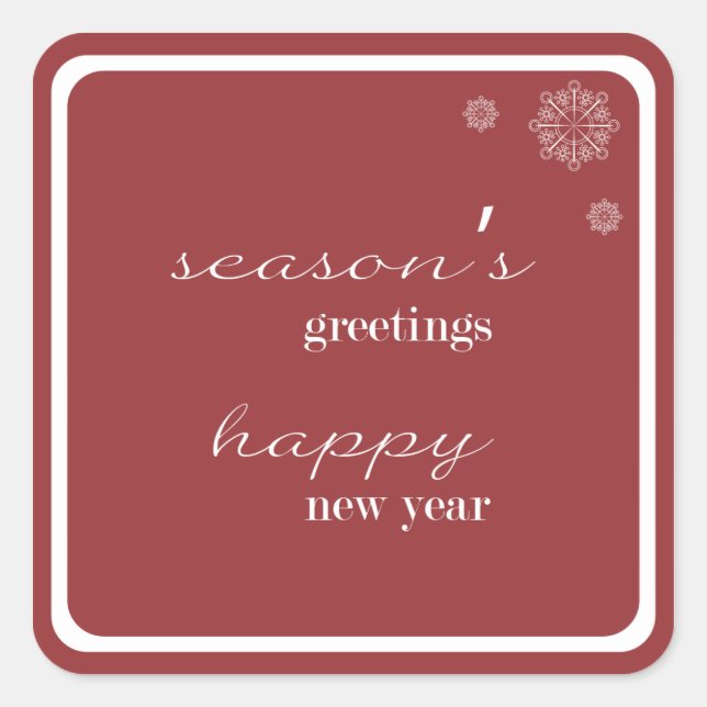 Modern Season's Greetings Sticker-red Square Sticker (Front)