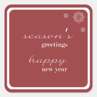 Modern Season's Greetings Sticker-red Square Sticker