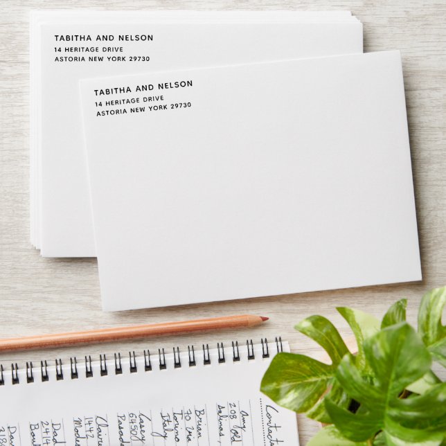 Modern Self Addressed Left Aligned White Envelope (Stacked)