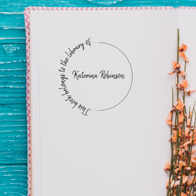 Modern Semicircle Hand-written Custom Book Rubber Stamp (Creator Uploaded)