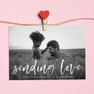 Modern Sending Love Script Photo Valentine's Day Holiday Card