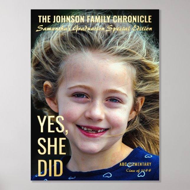 Modern Senior Graduation Magazine Cover Grad Photo Foil Prints (Front)