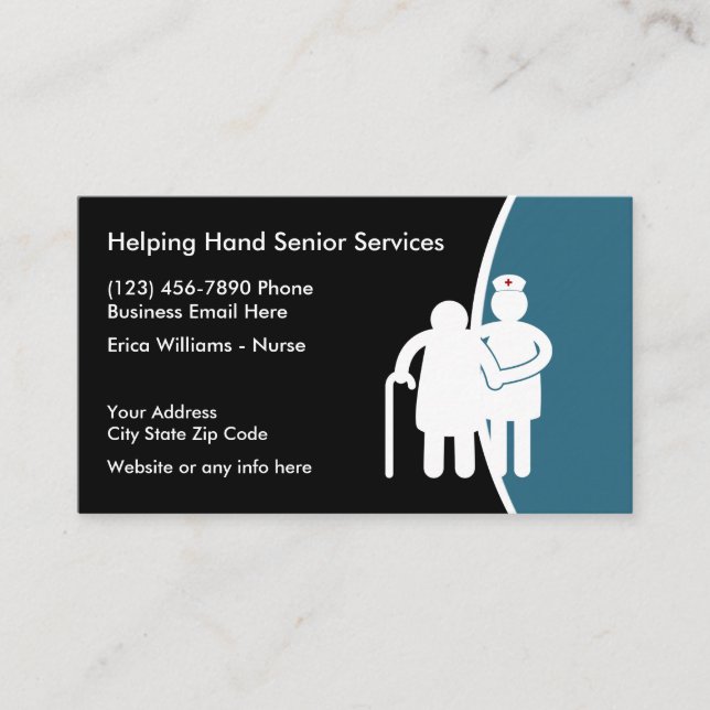 Modern Senior Services Medical Business Cards (Front)