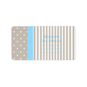 MODERN SEPIA/AQUA SPOTTED STRIPE ADDRESS LABEL
