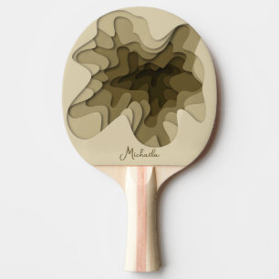 Modern Sepia Brown Abstract Personalised Ping Pong Paddle