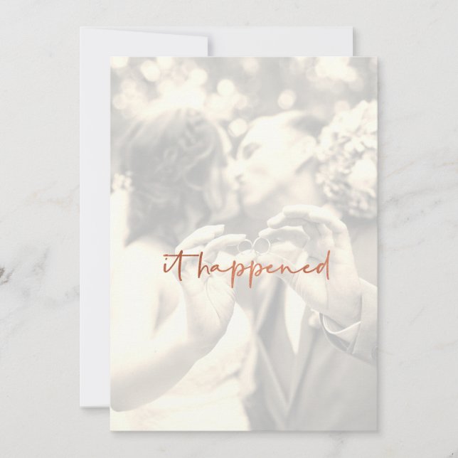 Modern Sepia Photo Just Married Reception Invitation (Front)