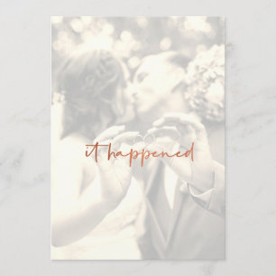 Modern Sepia Photo Just Married Reception Invitation