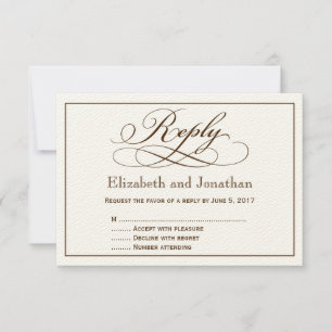 Modern Sepia Script Wedding Reply Card