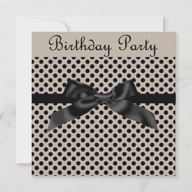 MODERN SEPIA SPOT BOW PARTY INVITATION (Front)