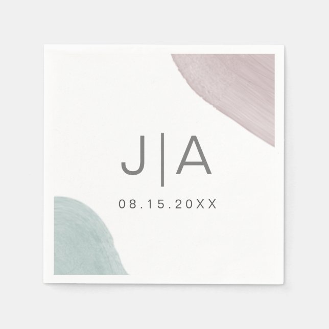 Modern Serenity | Monogram Paper Napkin (Front)