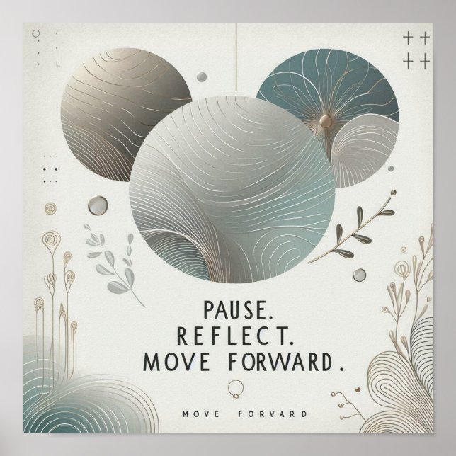 Modern Serenity Quote Calm Botanical Typography Poster (Front)