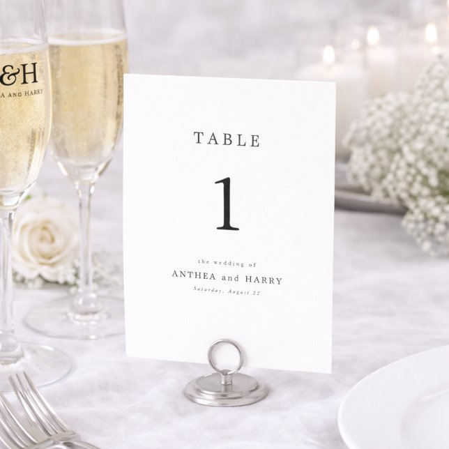Modern Serif Editorial Wedding Table Number Card (Creator Uploaded)