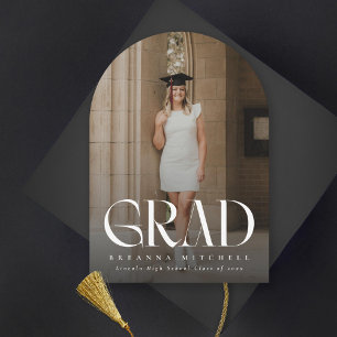 Modern Serif Elegant Arch Photo Graduation Invitation