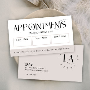 Modern Serif Font Logo Salon or Spa Taupe & White Appointment Card