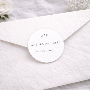 Modern Serif Monogram Round Envelope Seal Sticker