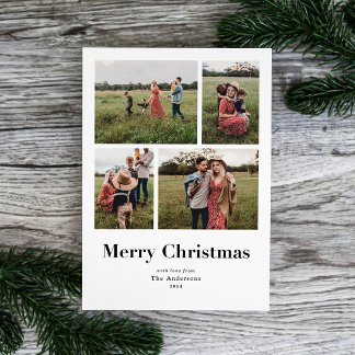 Modern Serif Multiple Photo Christmas Holiday Card