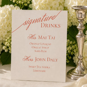 Modern Serif Terracotta Signature Cocktail Wedding Pedestal Sign