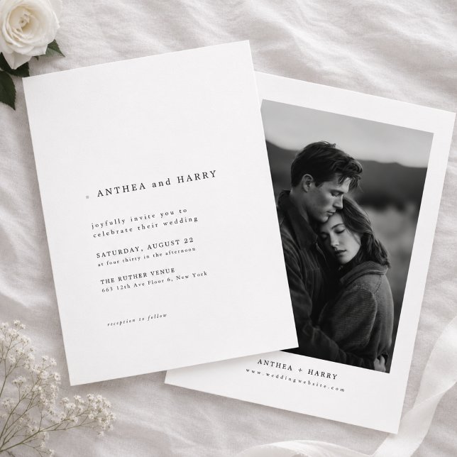 Modern Serif Typography Black and White Wedding Invitation (Creator Uploaded)