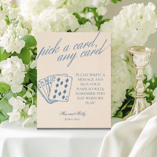 Modern Serif Wedding Playing Cards Pedestal Sign