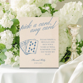 Modern Serif Wedding Playing Cards Pedestal Sign