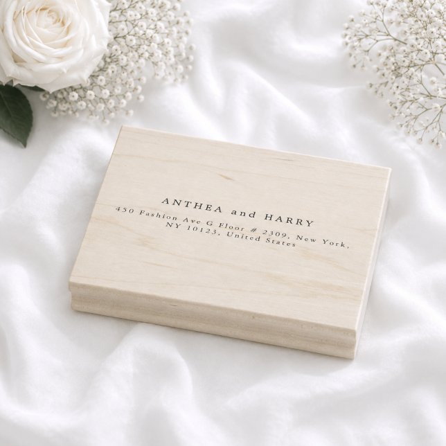 Modern Serif Wedding Return Address Rubber Stamp (Creator Uploaded)