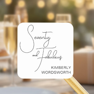 Modern Seventy and Fabulous 70th Birthday Party Square Sticker