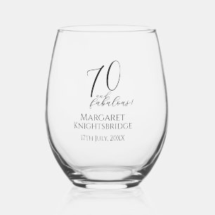 Modern Seventy and Fabulous 70th Birthday Party Stemless Wine Glass