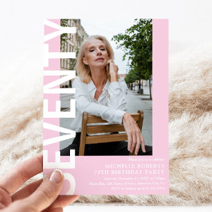 Modern SEVENTY Photo 70th Birthday Party Invitation