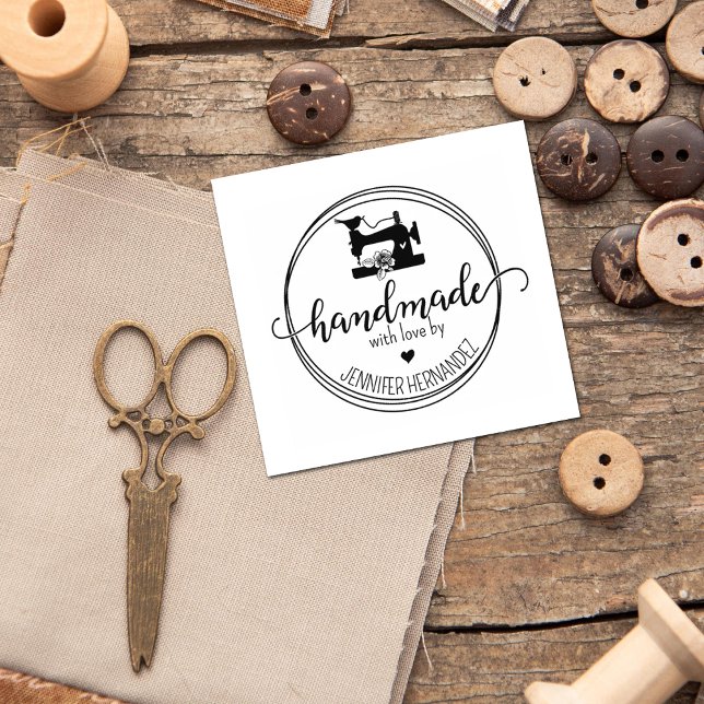 Modern Sewing Machine Handmade with love Rubber Stamp (Creator Uploaded)