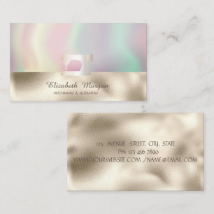 Modern Sewing Machine Holographic Tailor Business Card